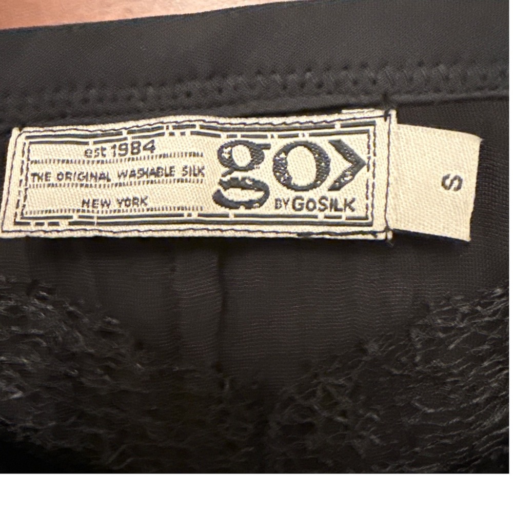 GoSilk camisole Small black silk‎ rayon blend evening y2k lace washable velvet - Picture 2 of 6